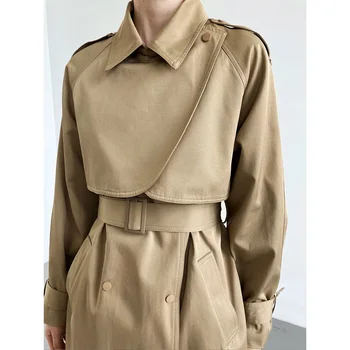 Средна дължина ветровка тънка дамска есен ново модерно елегантно палто