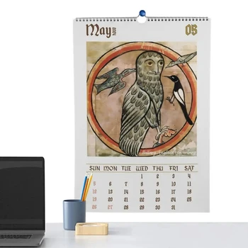 Стенен календар 2024 Даргон Нова година Висящ календар 2024 12 месец плановик птица картини подарък