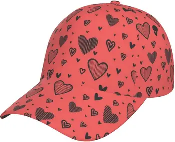 Сърдечна шапка Дамски Свети Валентин бейзболна шапка Регулируеми сладки бейзболни шапки за жени Мъже