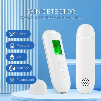  Тестер за влага на кожата Интелигентен тестер за вода и масло Флуоресцентен детектор за агенти LCD дисплей Измерване на влагата на кожата на лицето