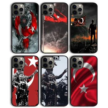 Турски войник на знамето Калъф за телефон Заден капак за iPhone 15 SE2020 14 13 11 12 Pro Max mini XS XR X 8 Plus 7 6S Shell Coque