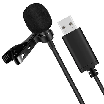 Универсален USB микрофон Lavalier микрофон клип-на компютър Mic Plug and Play Omnidirectional Mic