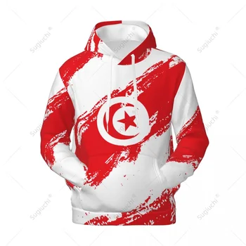 Унисекс Тунис флаг цвят сива врана 3D мъже жени Harajuku суитчър пуловер качулки полиестер случайни