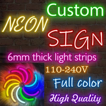 Фабрика Направете персонализиран неонов знак LED неон 110-240V 6mm дебели силиконови светлинни ленти Име и лого Signage Business Home декор