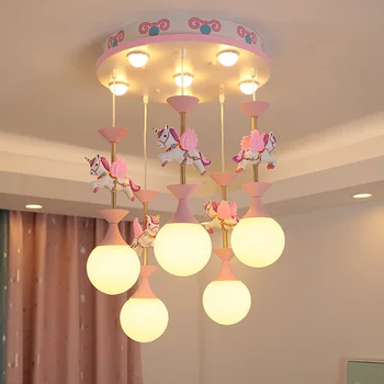 Фентъзи Детски полилеи за спалня Модерни творчески LED висящи светлини за хол декор осветление таван лампи