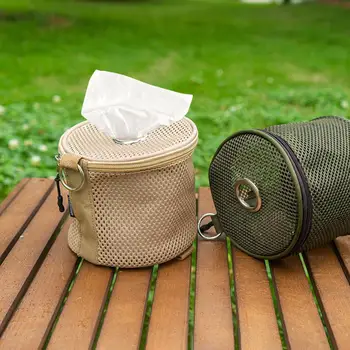 Хартиен контейнер за тъкани Външна чанта за съхранение на тоалетна хартия за пътуване с цип Oxford Cloth Салфетка Държач за тъкани за къмпинг