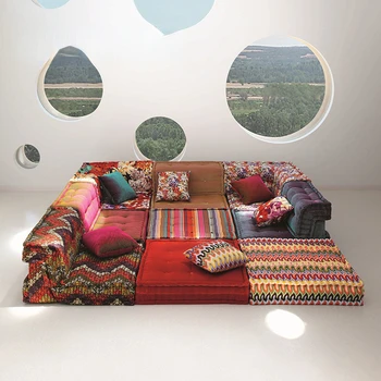 Цветен диван Мулти-комбинация Вила Всекидневна Френски B & B Голям апартамент дизайнер Mahjong диван