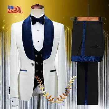 Цветен елегантен мъжки костюм Slim Fit сватбен смокинг Royal Blue Velvet ревера младоженец парти костюми костюм Homme най-добър мъж Blazer