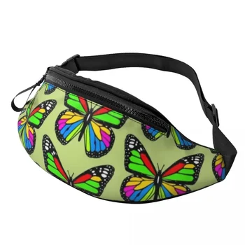 Цветна пеперуда печат талия чанта сладък животински смешно полиестер талията пакет фитнес женски чанта