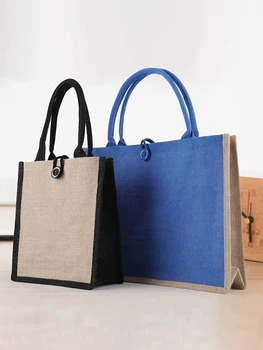 Цвят светлина луксозна юта тъкани чанта пазарска чанта модна тенденция на голям капацитет