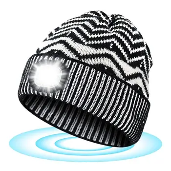 шапка със светлина акумулаторна плетена LED шапка нощна светлина фар 3 режим LED фар шапка осветена шапка отглеждане пълнежи за мъже