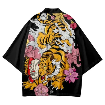 Японки Улично облекло Жилетка Жени Мъже Harajuku Haori Kimono Cosplay Топ ризи плаж Yukata Tao роба плюс размер XXXL 6XL 5XL 4XL