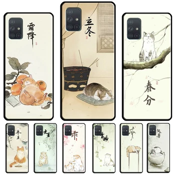 Японска котка култура естетическо изкуство случай за Samsung A54 A34 A14 A24 A12 A22 A32 A42 A52 A51 A71 A50 A70 A13 A23 A33 A53 капак
