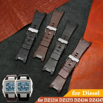 32mm Каишка за часовник от естествена кожа за дизел DZ1216 DZ1273 DZ4246 DZ4247 DZ4287 Гривна Мъжка лента за часовници Ръчни часовници Notch Band