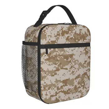 Digital Desert Camo изолирана чанта за обяд за работа училище военна армия камуфлаж преносим термичен охладител обяд кутия жени деца