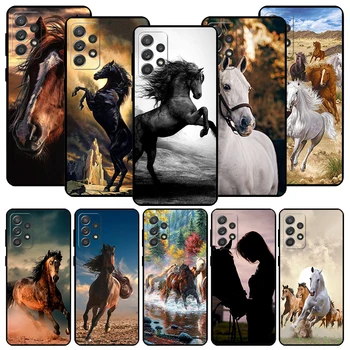 Horse Great Beauty галопиращ черен калъф за телефон за Samsung Galaxy A54 A53 A52 A14 A13 A12 A34 A33 A32 A24 A23 A22 A04 A03S A02S A