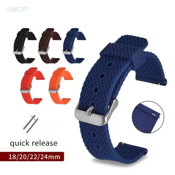 Силиконова лента за часовници Diver Watch Band Гумена каишка за часовник с четкана закопчалка от неръждаема стомана Каишка за часовник 18 20 22 24mm